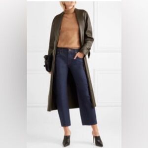 KHAITE Wendell Jeans Cropped Wide-Leg Designer Blue Denim Size 28 NWT